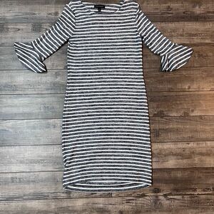Banana Republic Black and White Striped Long Sleeve Dress